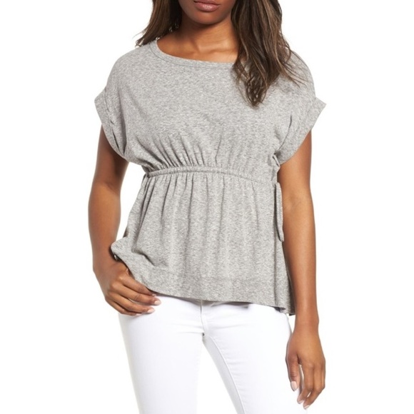 Caslon Tie Waist Peplum Tee Gray NWT SP - Picture 1 of 2
